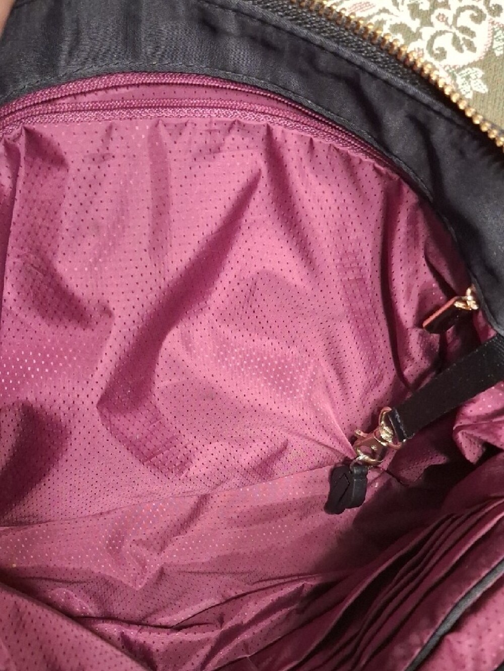Black Nylon Crossbody Bag with Gold Hardware - Picture 8 of 13